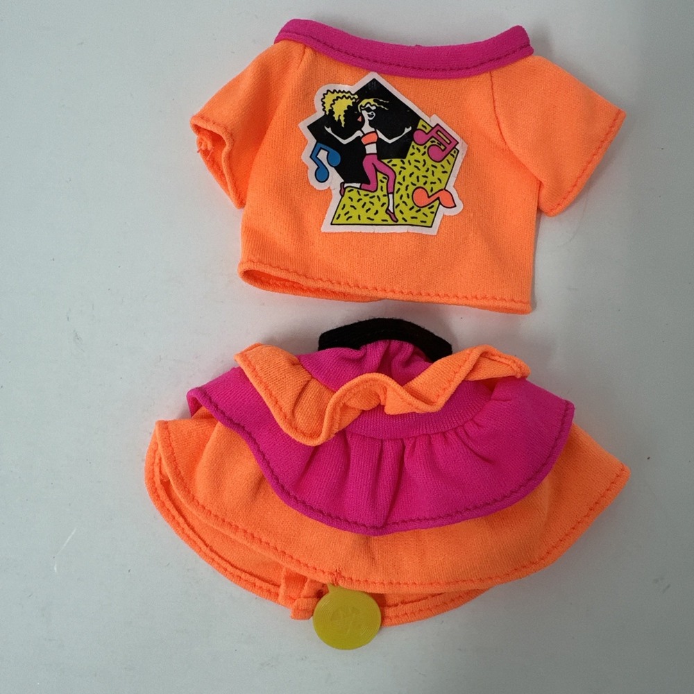 Barbie Vintage 1990 Cool Looks Hip Fashions #5947 Neon Orange & Pink Skirt Top